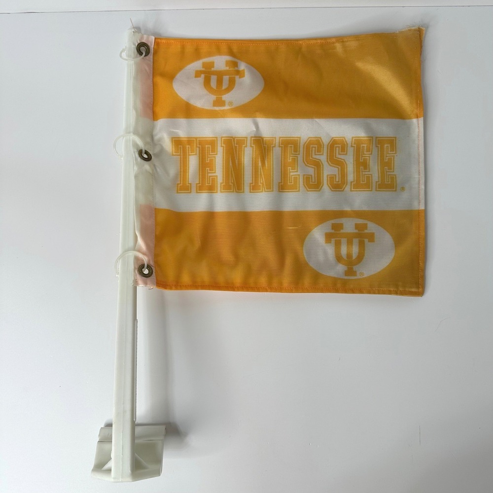 Vintage Tennessee Volunteers UT Car Window Flag Orange White Vols